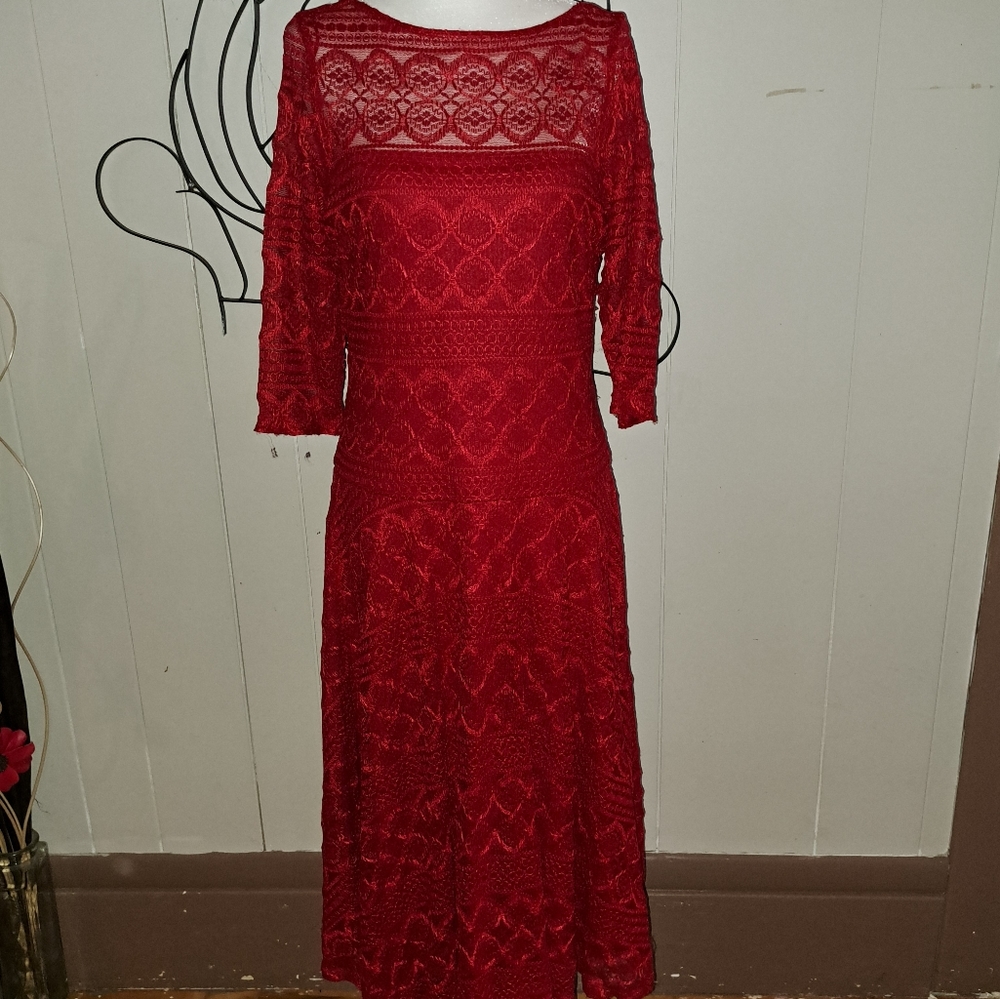 Lady in red...that could be you in this beautiful red lace, fully lined dress.